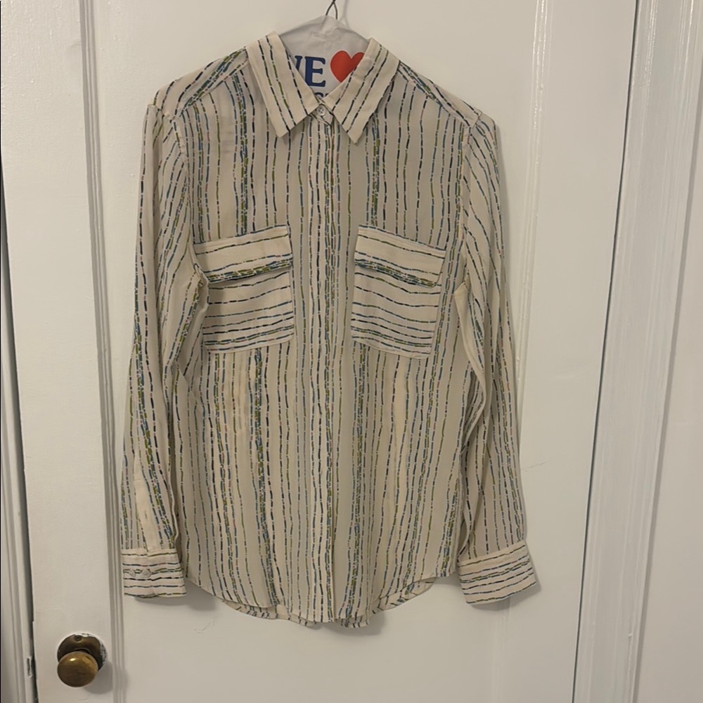 Equipment Cream Striped Blouse